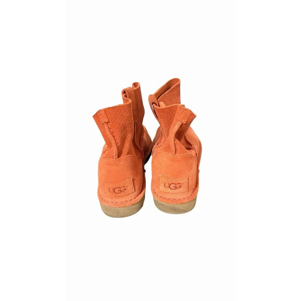 UGG Mini Perforated Boots Unlined Orange Soft Pull On Suede Leather Boots Sz 8